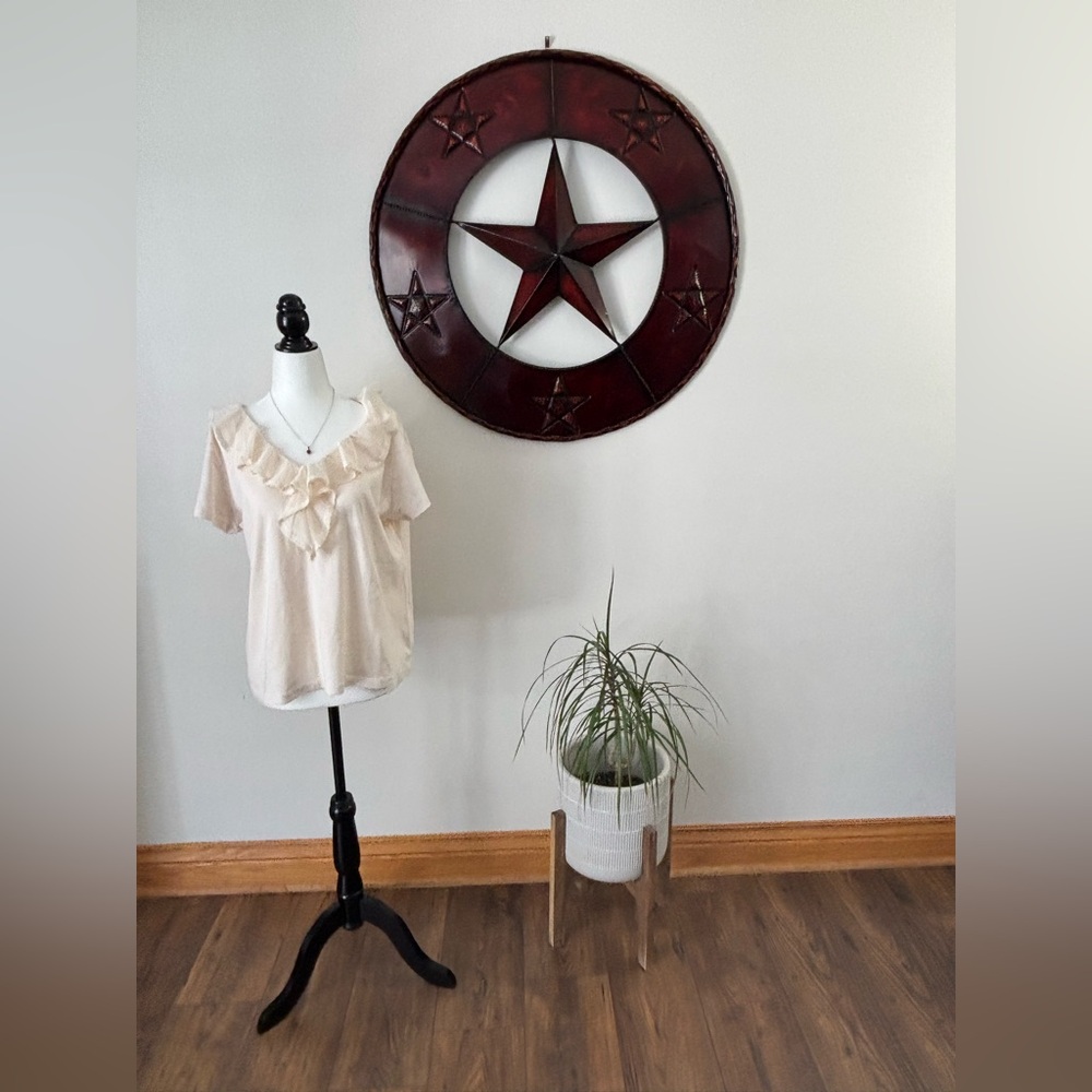 Chaps Ralph Lauren Girl/cottage-core basic Women’s Top with Lace 
XL Petite